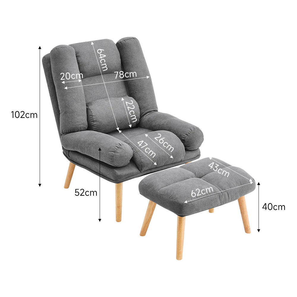 Livingandhome Lounge Recliner Armchair with Footstool - Image 5