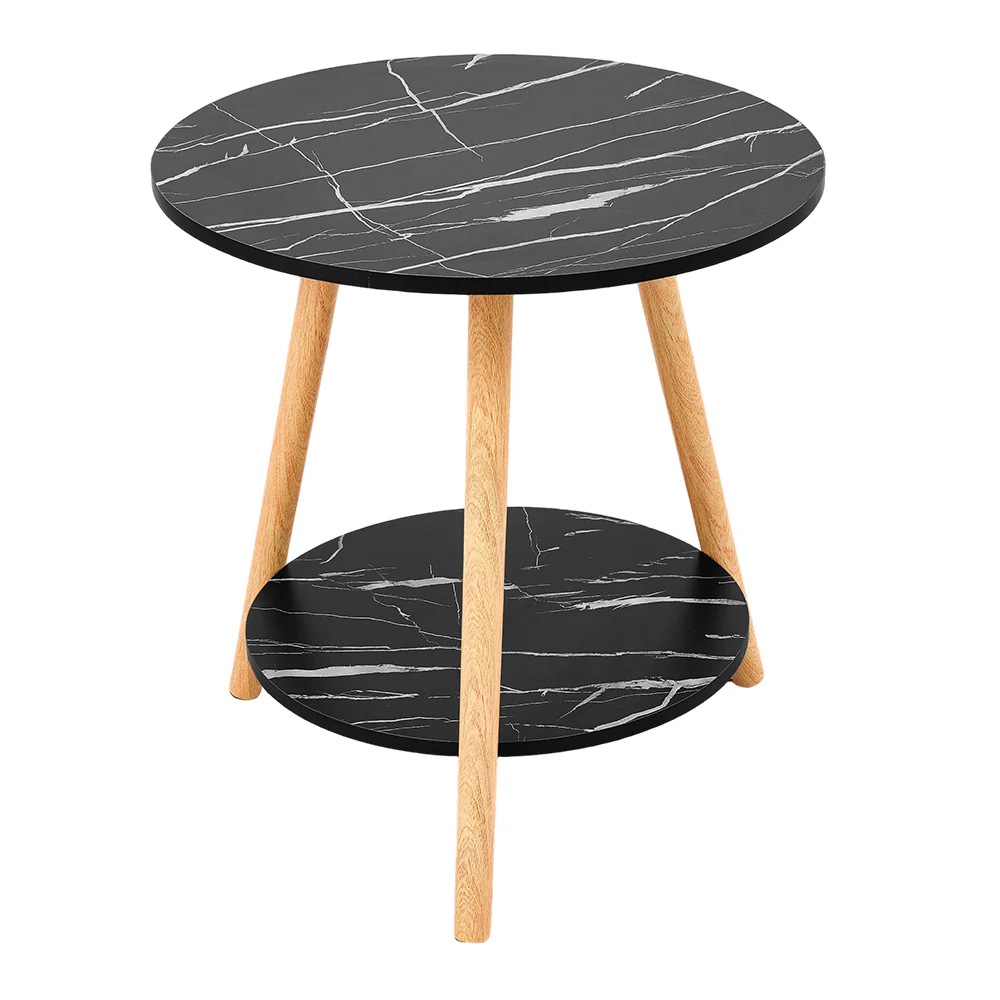 Livingandhome Marble Effect Round Side Table