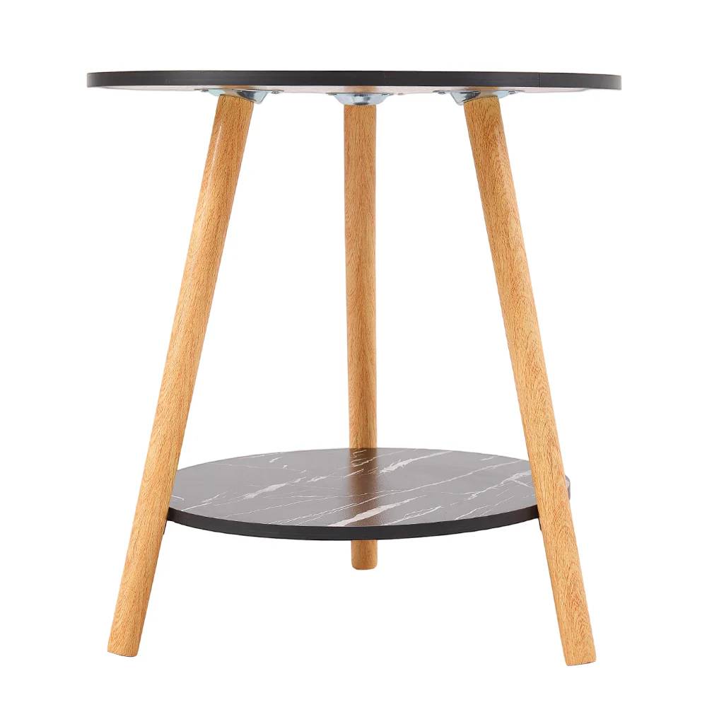 Livingandhome Marble Effect Round Side Table - Image 2