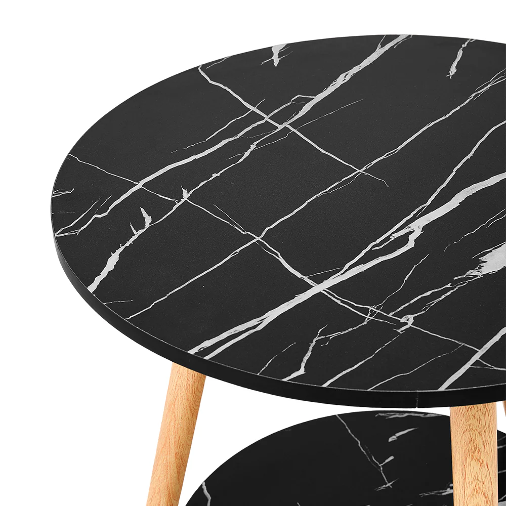 Livingandhome Marble Effect Round Side Table - Image 5