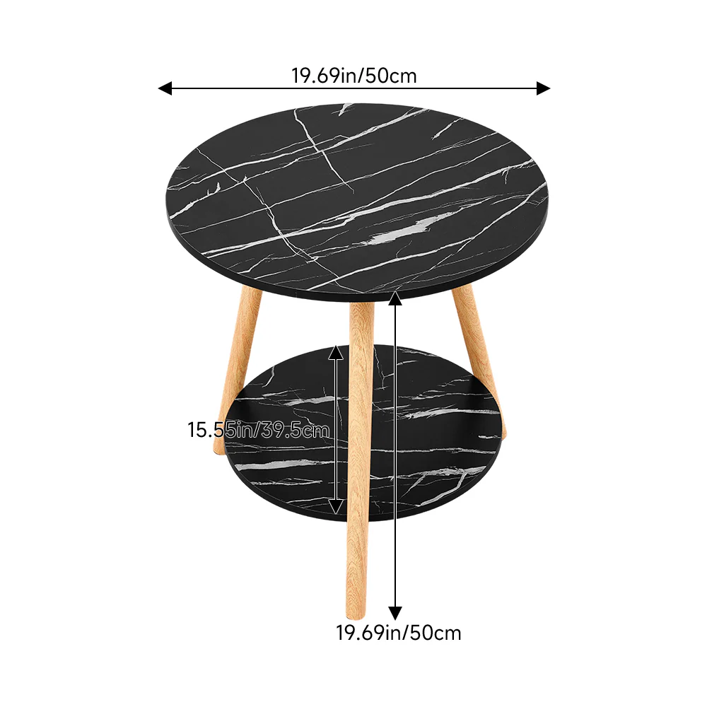 Livingandhome Marble Effect Round Side Table - Image 6