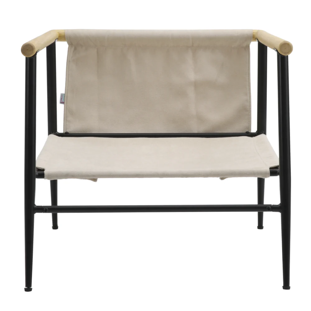 Livingandhome Metal and Wood Frame Linen Armchair - Image 8
