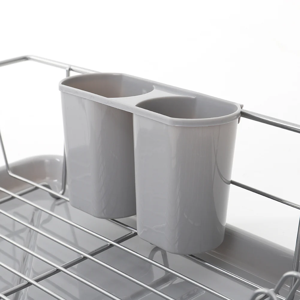 Livingandhome Metal Dish Drying Rack Dish Drainer Rack with a Removable Tray - Image 3