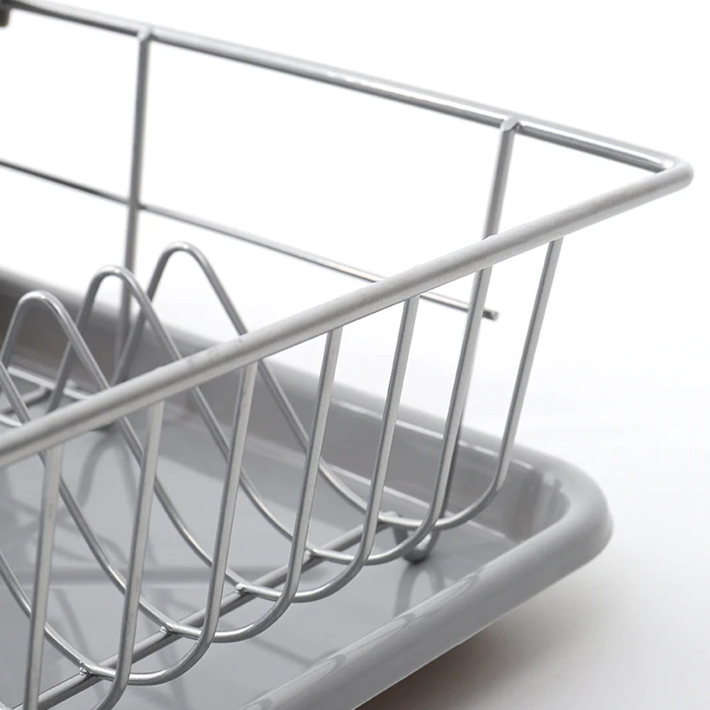 Livingandhome Metal Dish Drying Rack Dish Drainer Rack with a Removable Tray - Image 4