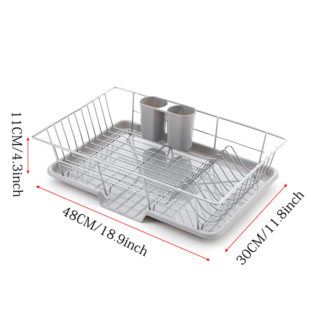 Livingandhome Metal Dish Drying Rack Dish Drainer Rack with a Removable Tray - Image 5