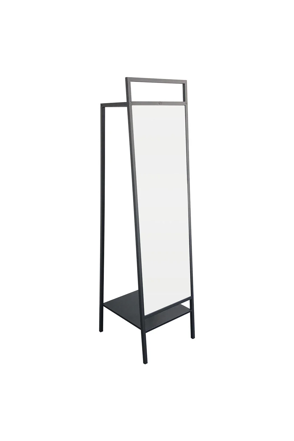 Livingandhome Metal Floor Mirror with Coat Rack Black - Image 2