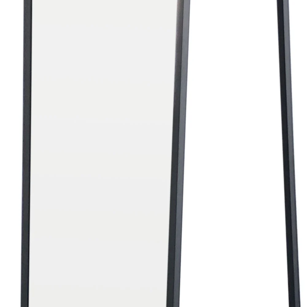 Livingandhome Metal Floor Mirror with Coat Rack Black - Image 6