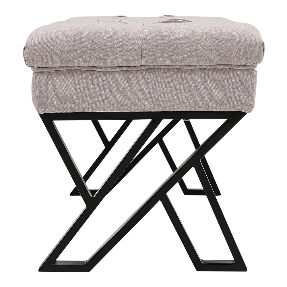Livingandhome Mid Century Metal Upholstered Bench - Image 4