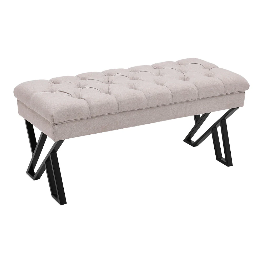 Livingandhome Mid Century Metal Upholstered Bench - Image 5