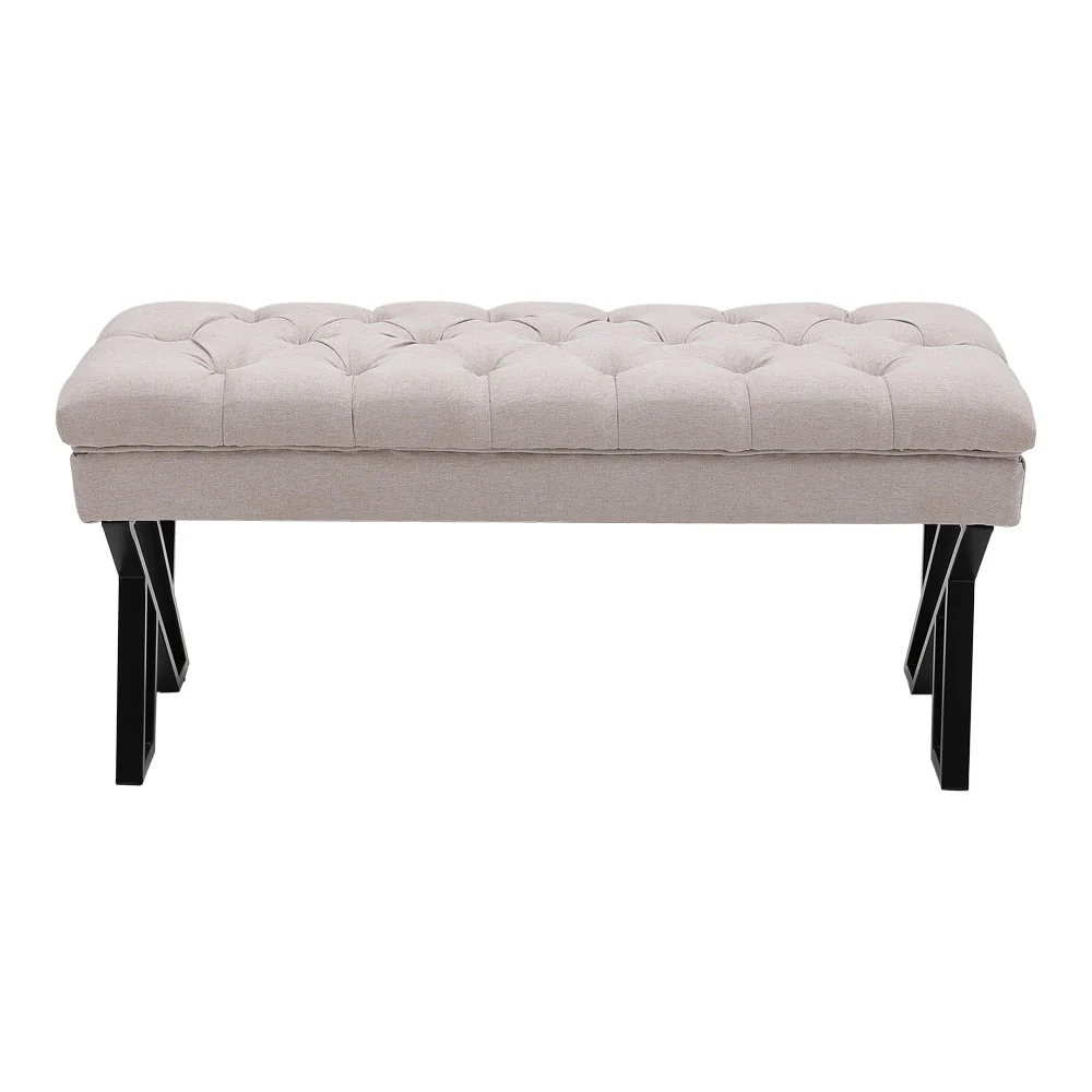 Livingandhome Mid Century Metal Upholstered Bench - Image 6
