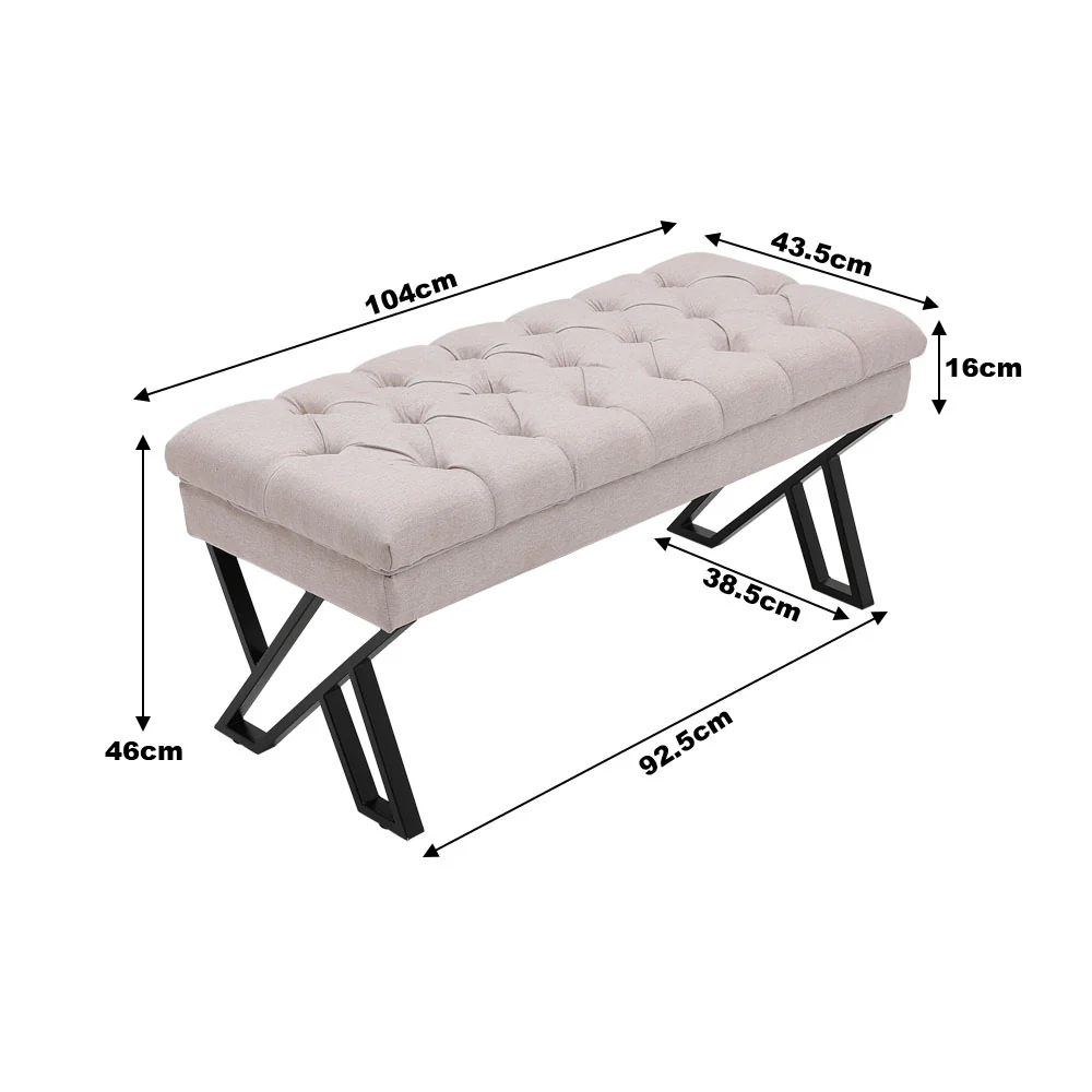 Livingandhome Mid Century Metal Upholstered Bench - Image 7