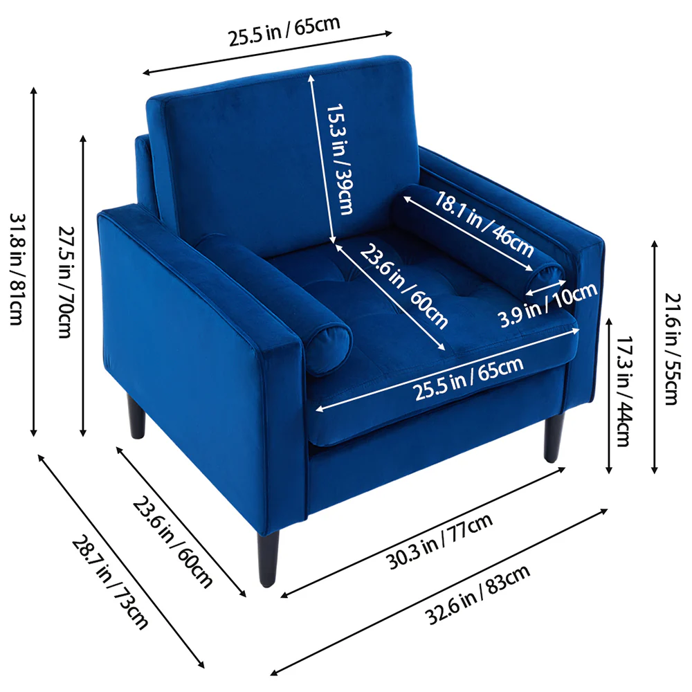 Livingandhome Mid-Century Single Sofa Armchair - Image 3