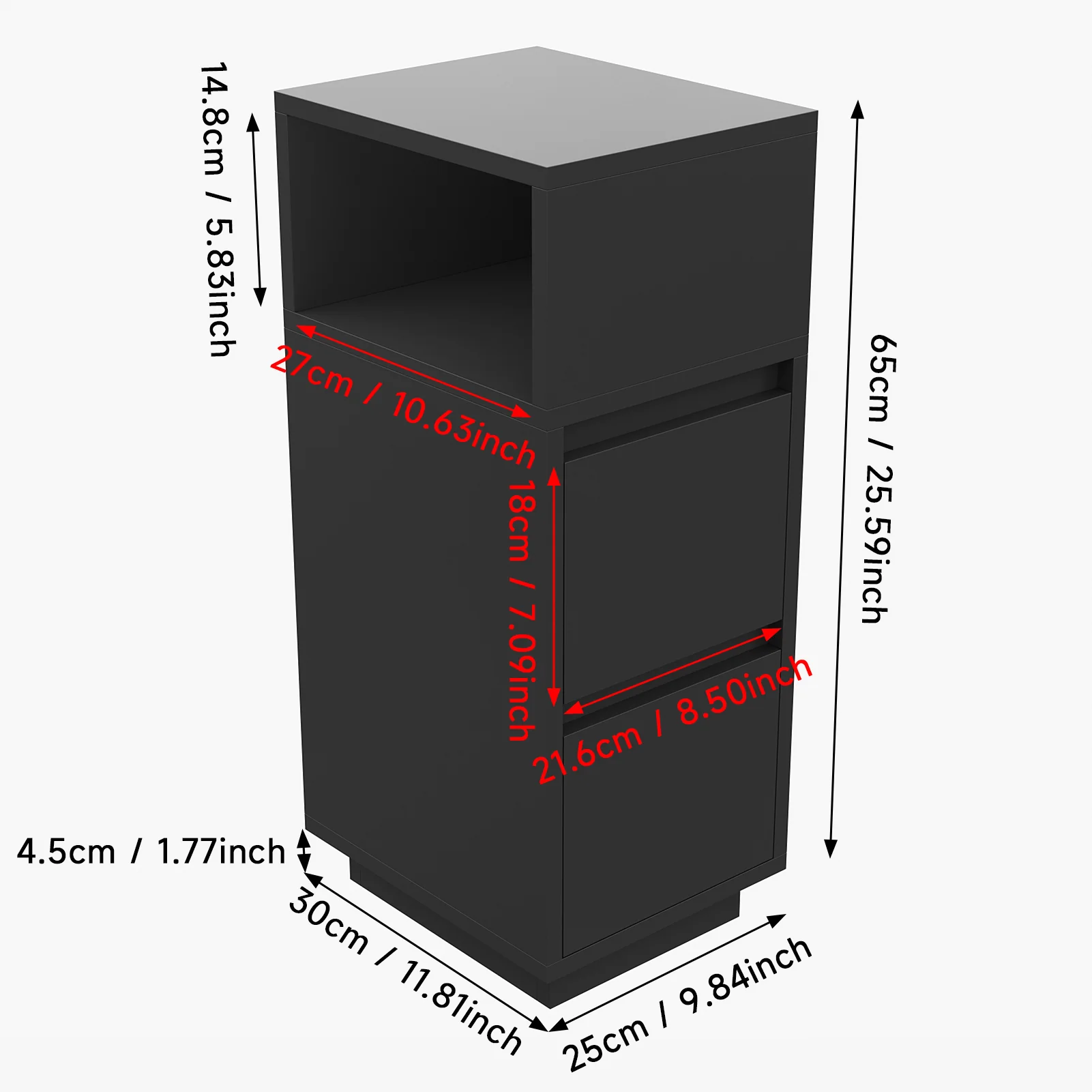 Livingandhome Minimalist Bedside Table with Drawers - Image 4