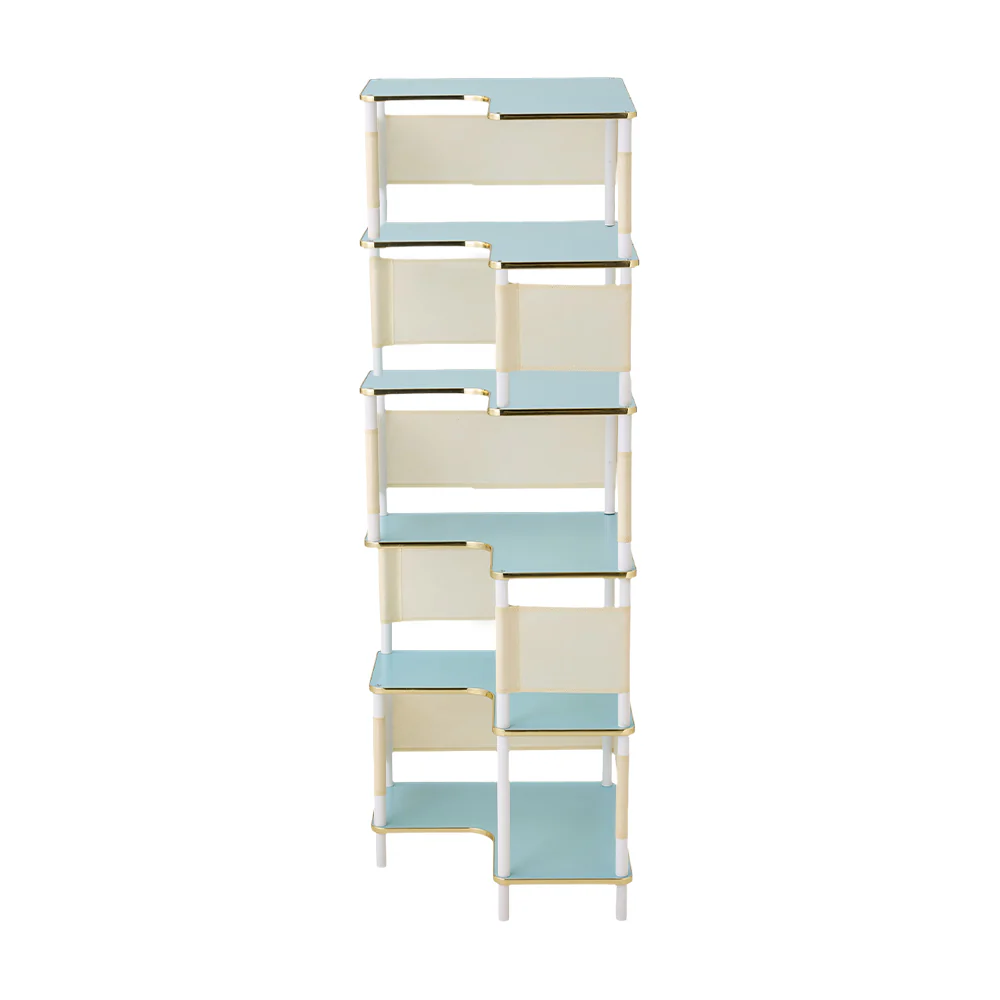 Livingandhome Minimalist Corner Bookshelf with Gold Frame