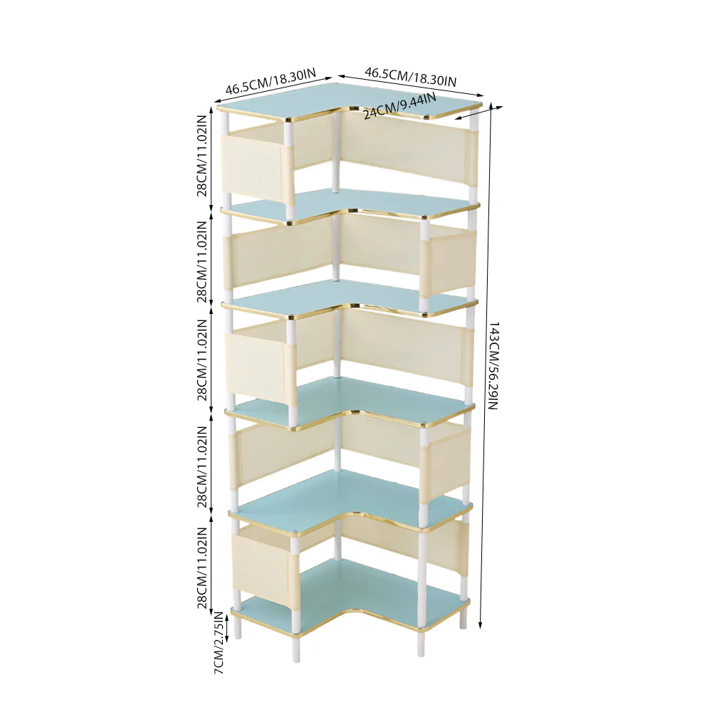 Livingandhome Minimalist Corner Bookshelf with Gold Frame - Image 2