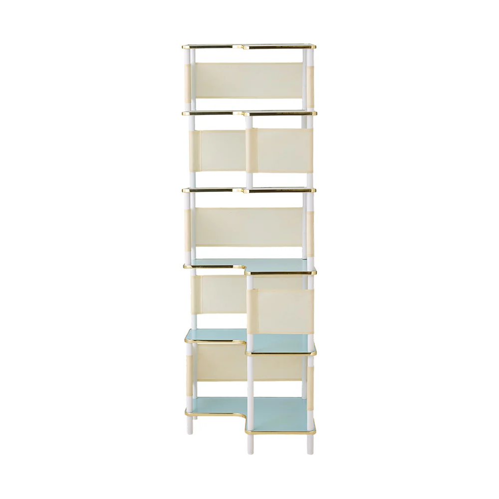 Livingandhome Minimalist Corner Bookshelf with Gold Frame - Image 3