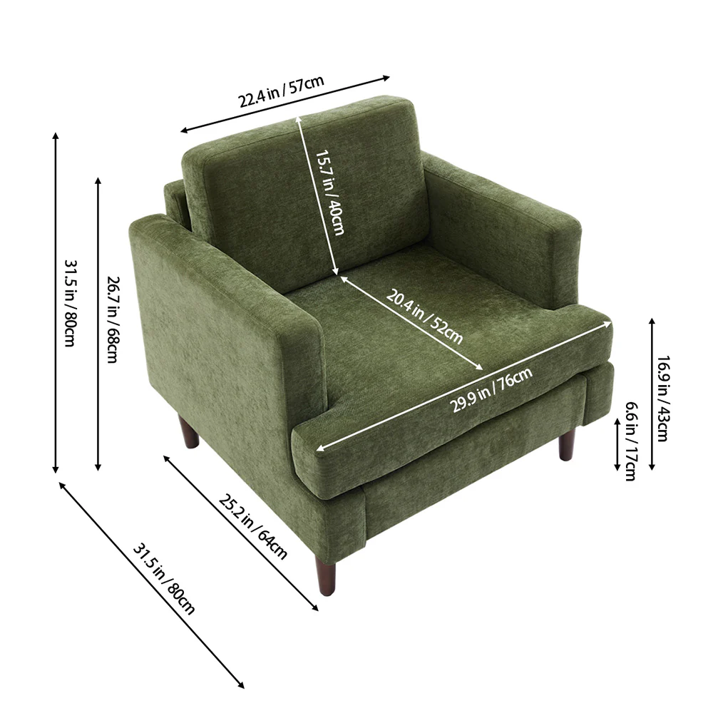 Livingandhome Minimalist Mid-Century Accent Armchair - Image 3