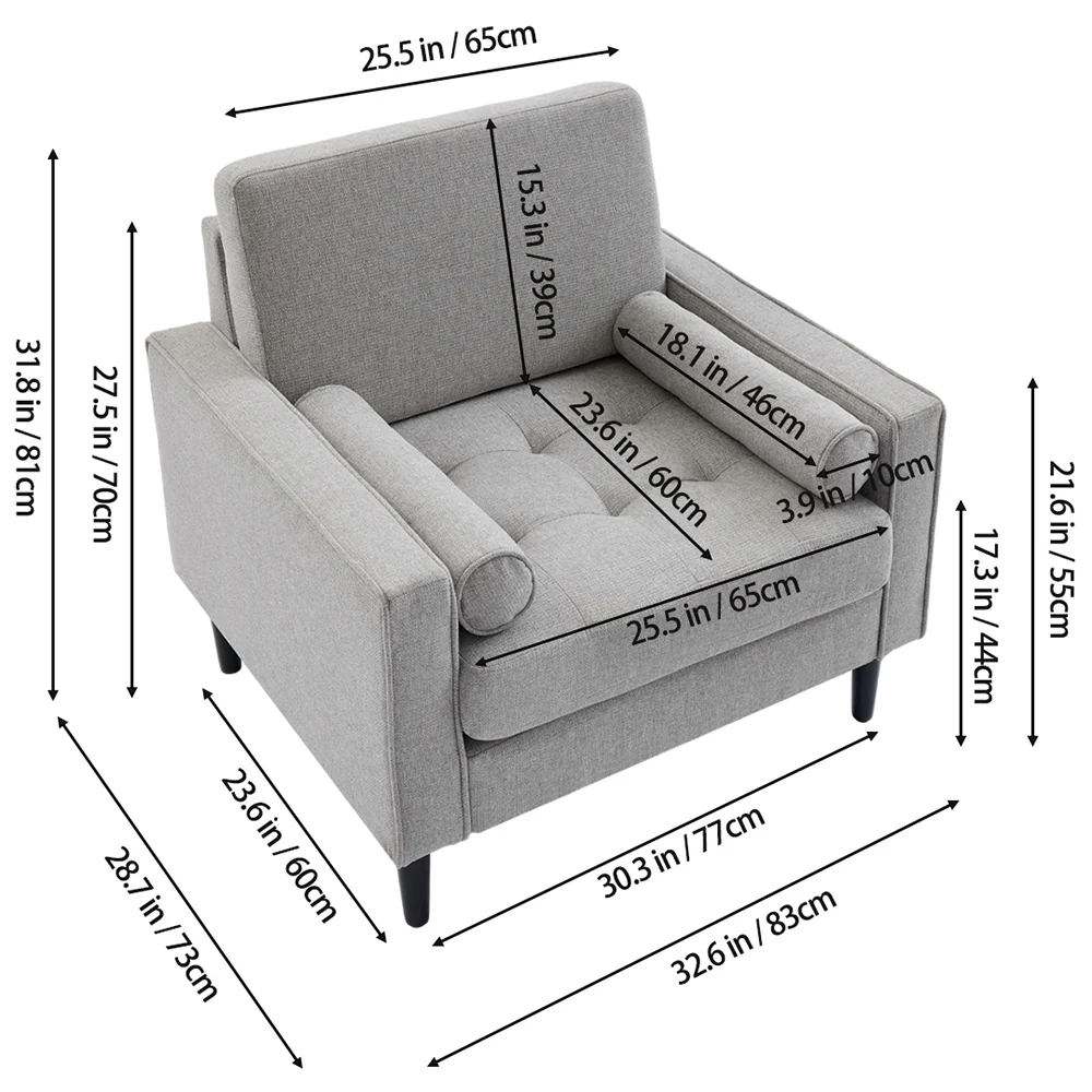 Livingandhome Minimalist Mid-Century Accent Chair - Image 3