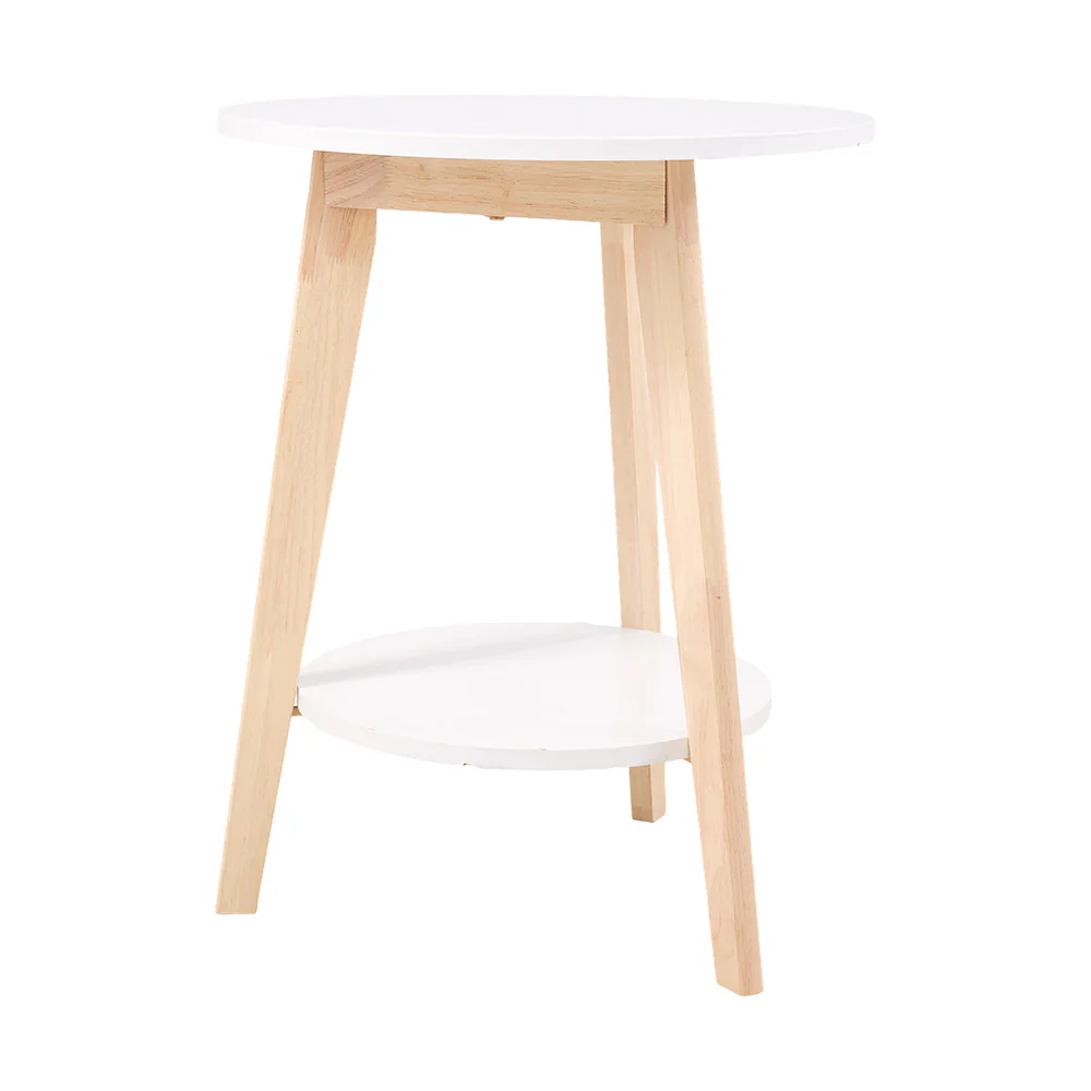 Livingandhome Minimalist Round Wooden Side Table - Image 3