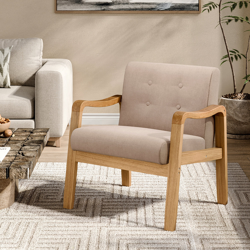 Livingandhome Minimalist Wooden Frame Accent Armchair - Image 2