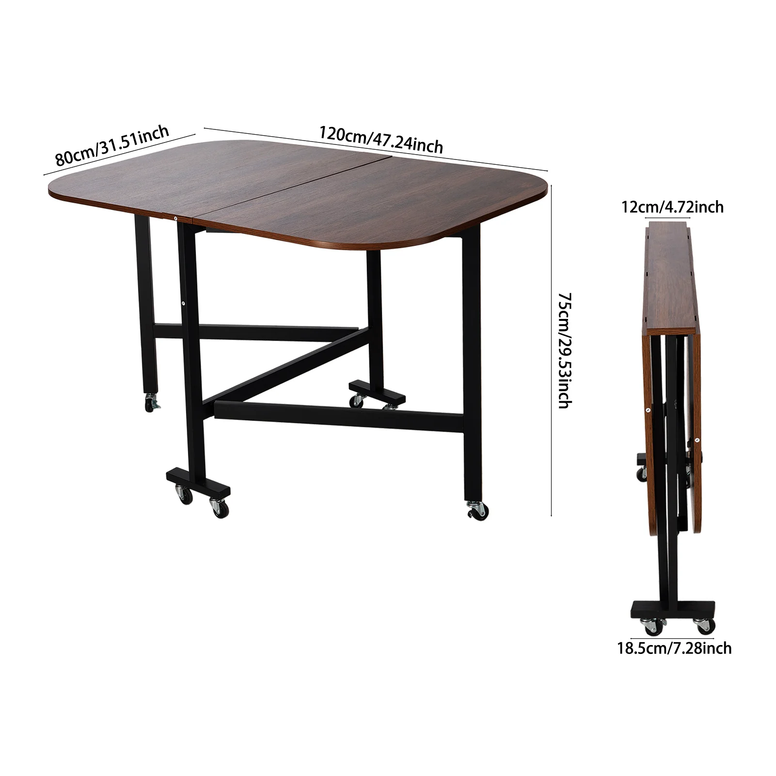 Livingandhome Mobile Drop Leaf Table with Storage Wheels - Image 3