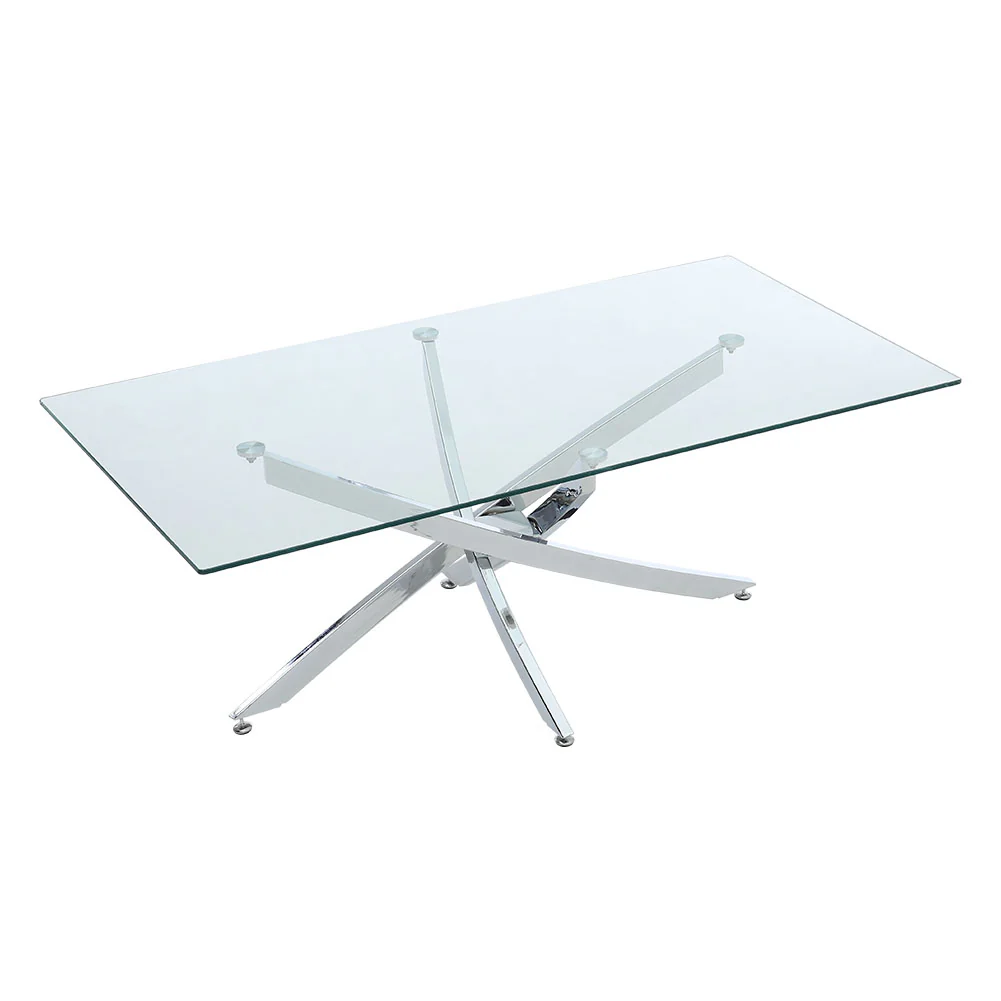 Livingandhome Modern and Futuristic Clear Glass Top Coffee End Table - Image 3
