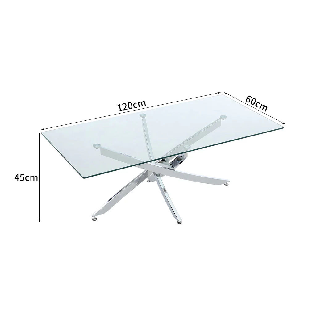 Livingandhome Modern and Futuristic Clear Glass Top Coffee End Table - Image 5
