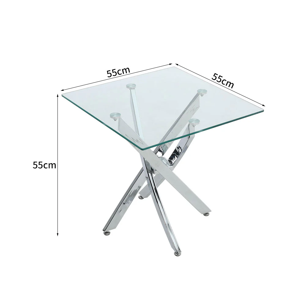 Livingandhome Modern and Futuristic Clear Glass Top Coffee End Table - Image 2