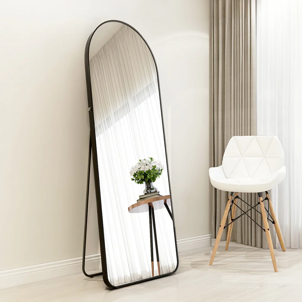 Livingandhome Modern Arched Metal Floor Mirror