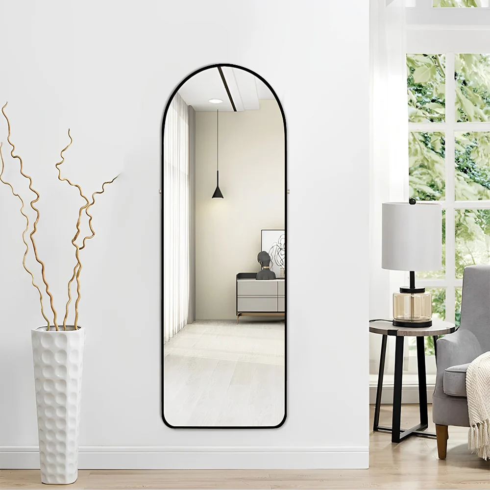 Livingandhome Modern Arched Metal Floor Mirror - Image 2