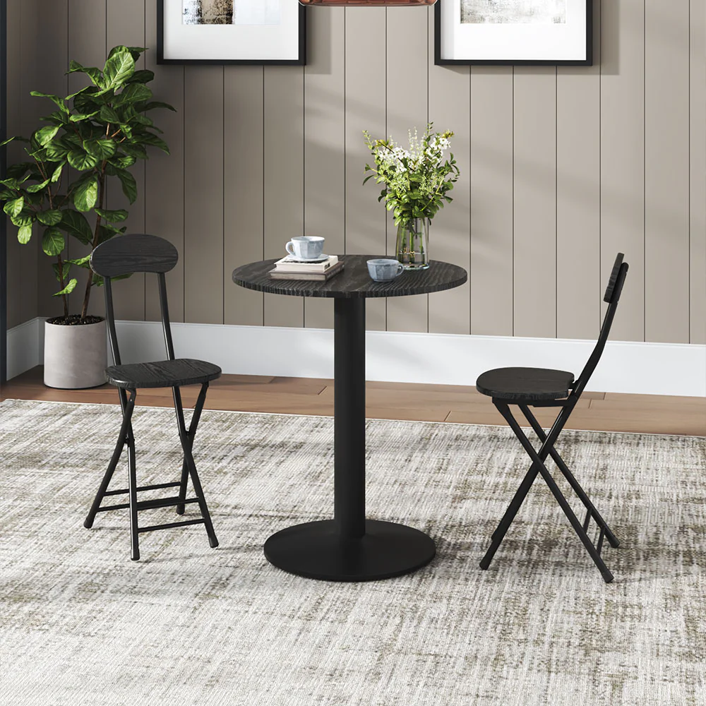 Livingandhome Modern Black Round Bistro Table - Image 2