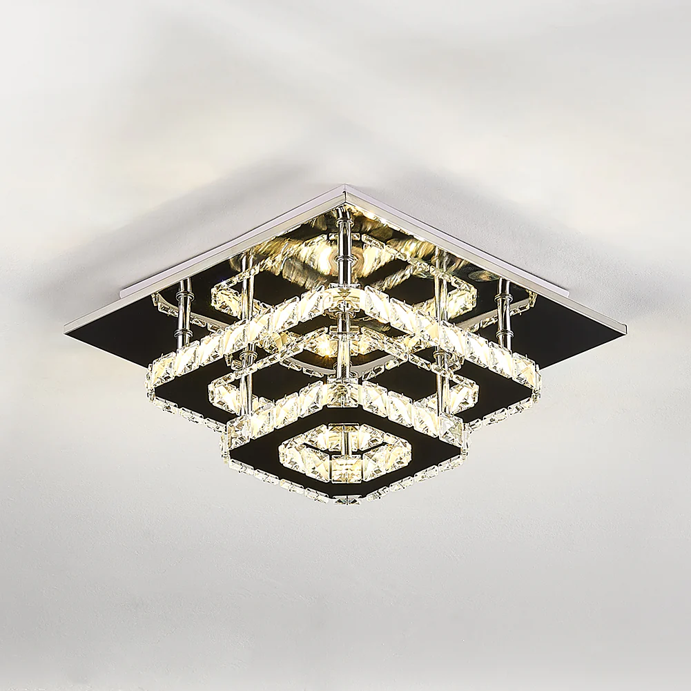 Livingandhome Modern Double-tiers Median-size Crystal LED Ceiling Light - Image 4