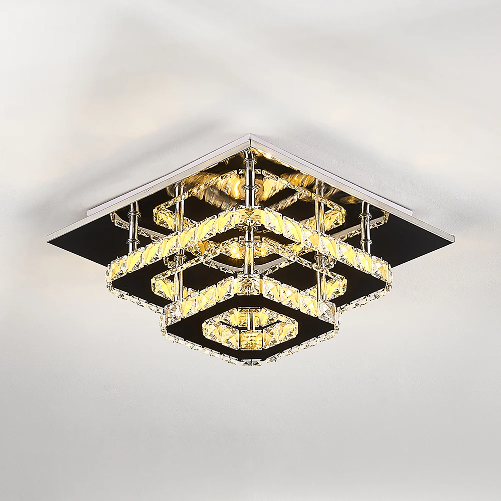 Livingandhome Modern Double-tiers Median-size Crystal LED Ceiling Light - Image 6