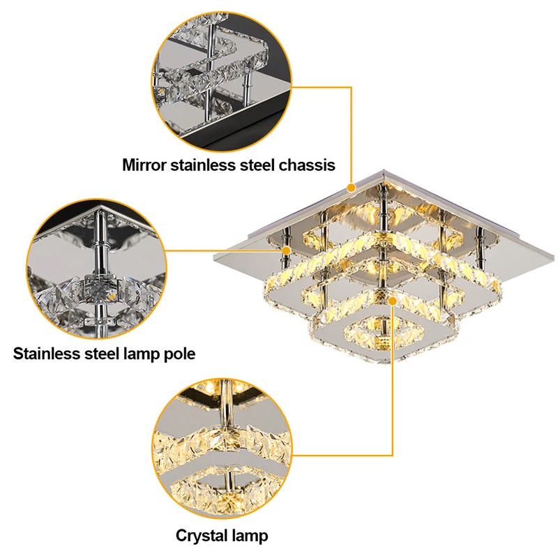 Livingandhome Modern Double-tiers Median-size Crystal LED Ceiling Light - Image 7