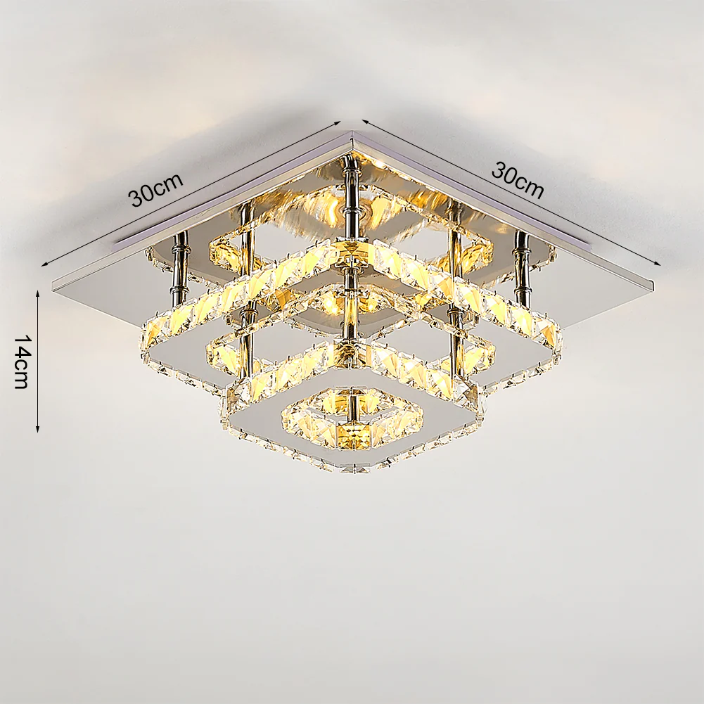 Livingandhome Modern Double-tiers Median-size Crystal LED Ceiling Light - Image 8