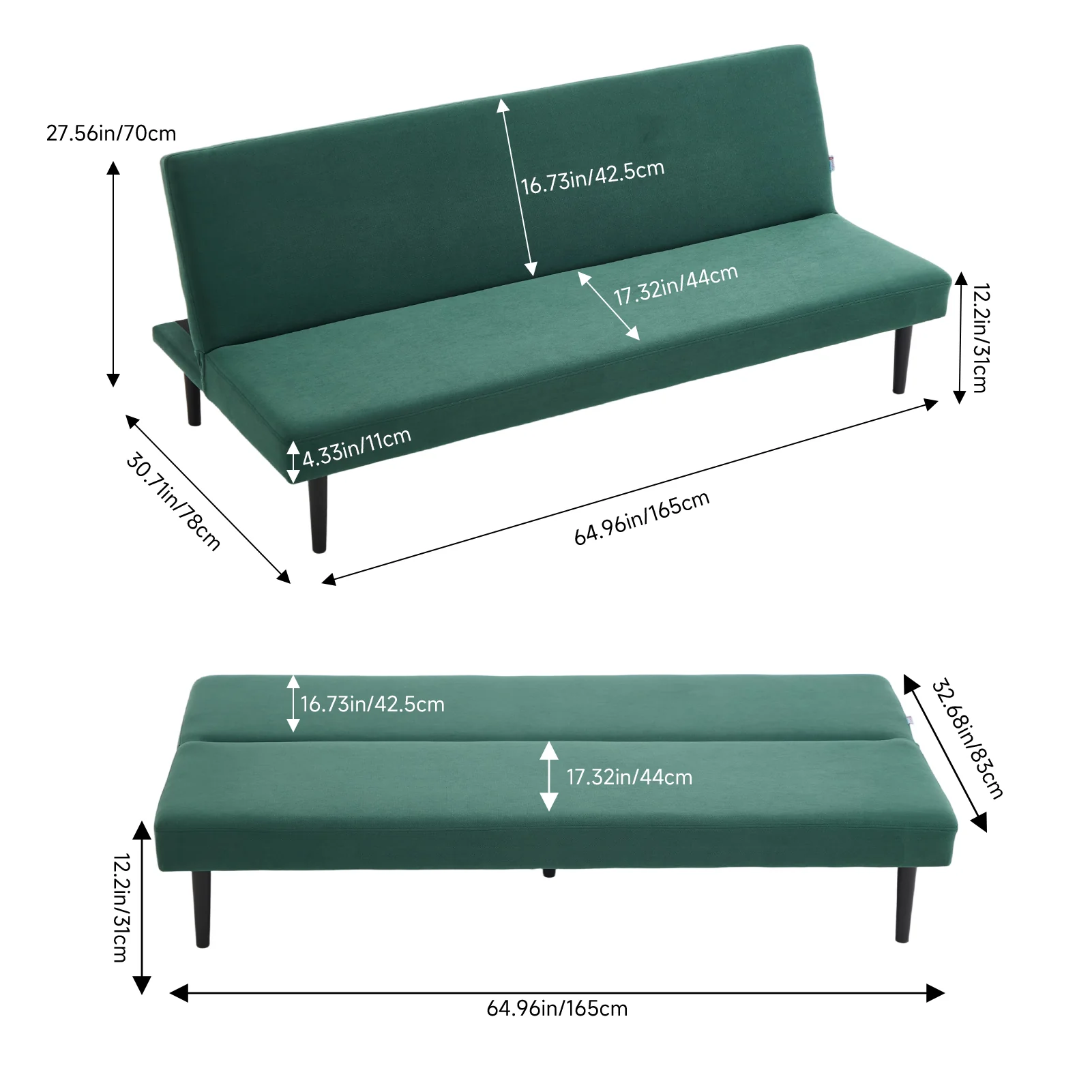 Livingandhome Modern Green Convertible Sofa Bed - Image 9