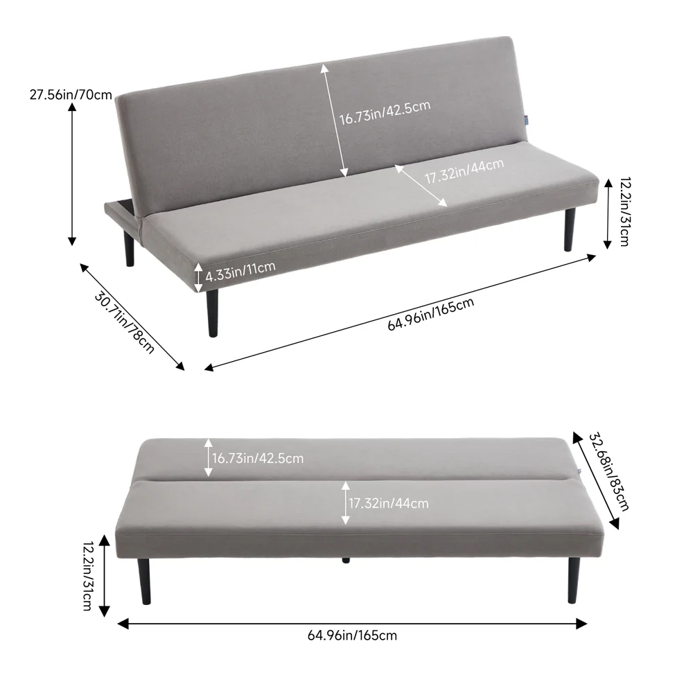 Livingandhome Modern Grey Convertible Sofa Bed - Image 9