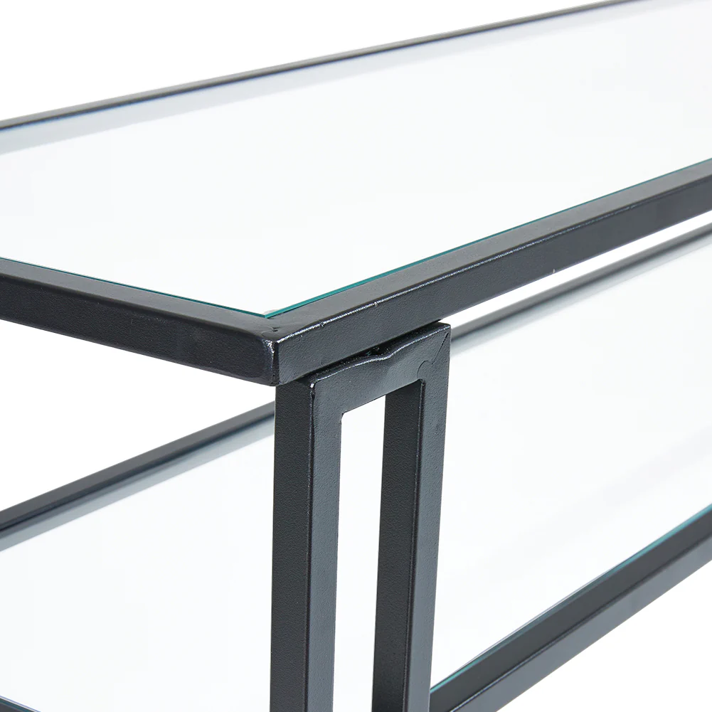 Livingandhome Modern Multi-function Tempered Glass Console Table - Image 7