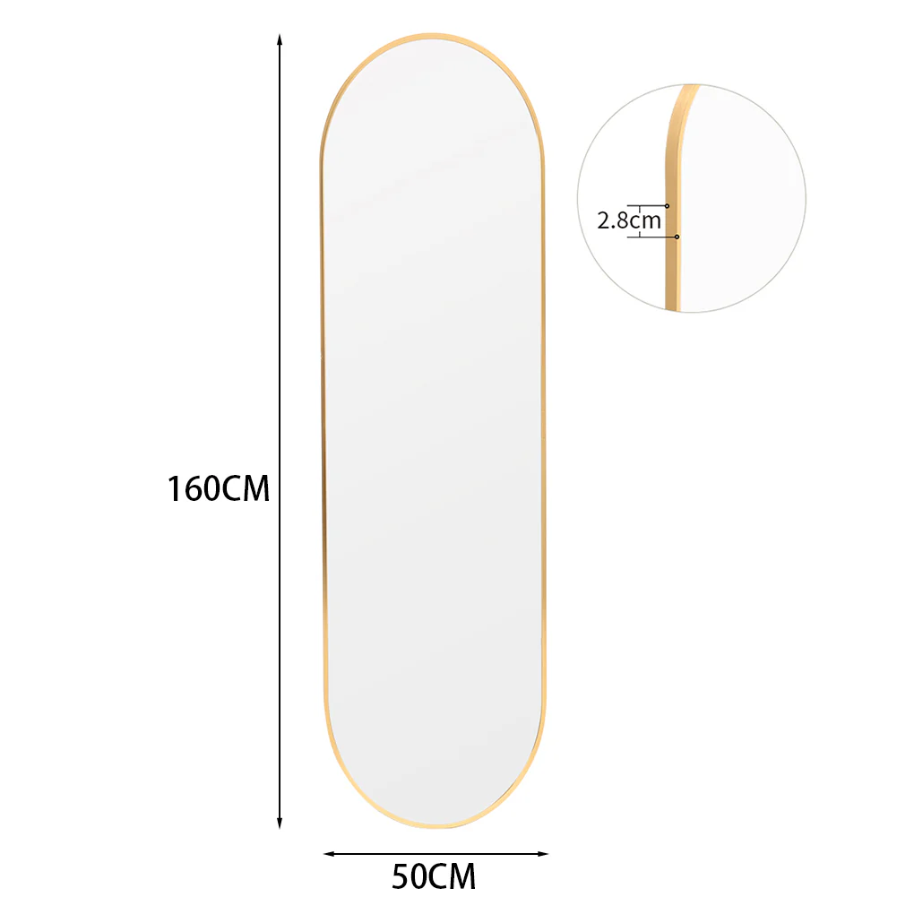 Livingandhome Modern Oval Metal Full Length Wall Mirror - Image 2