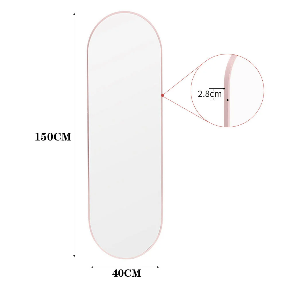 Livingandhome Modern Oval Metal Full Length Wall Mirror Rose Gold - Image 7