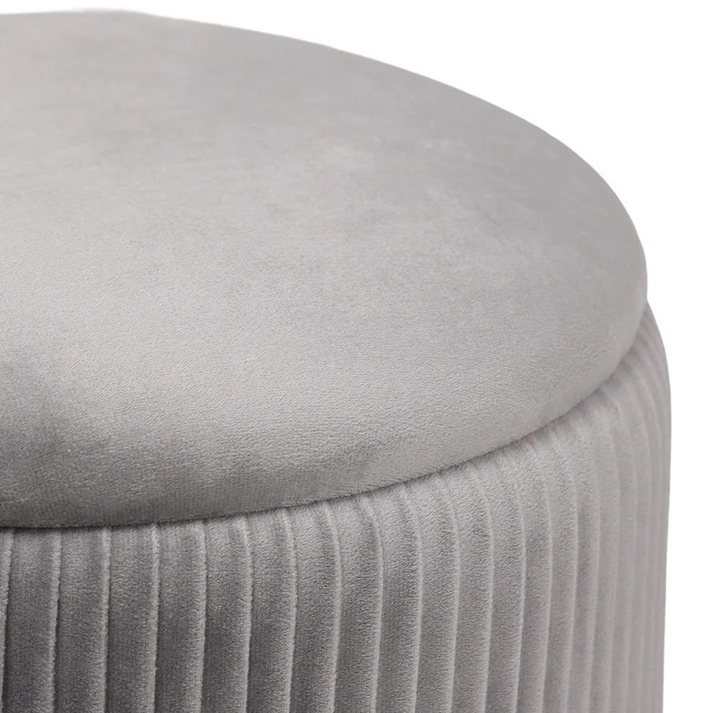 Livingandhome Modern Pleated Storage Stool Ottoman With Metal Base - Image 4