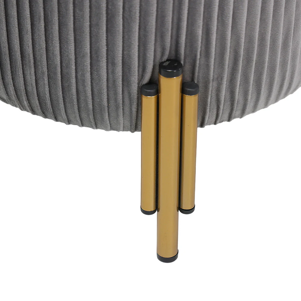 Livingandhome Modern Pleated Storage Stool Ottoman With Metal Base - Image 5