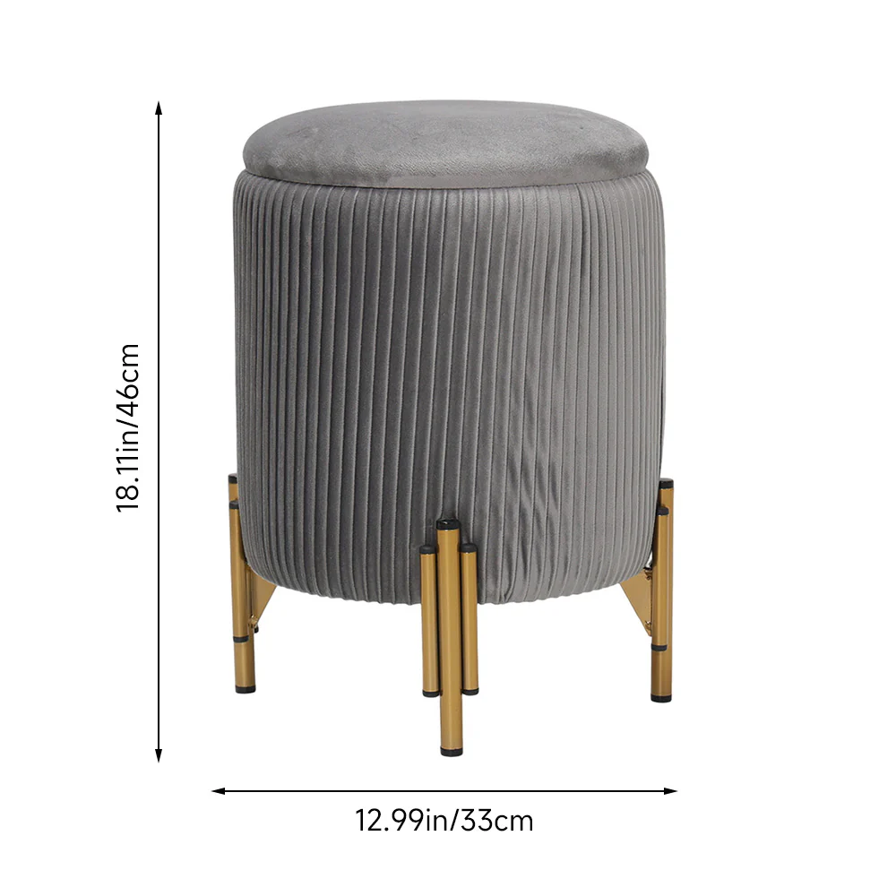 Livingandhome Modern Pleated Storage Stool Ottoman With Metal Base - Image 6