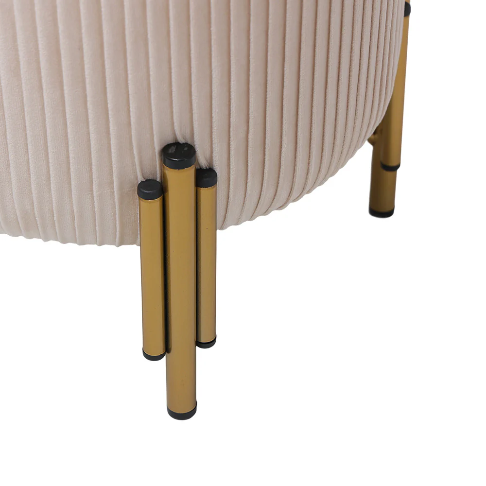Livingandhome Modern Pleated Storage Ottoman with Metal Base - Image 4