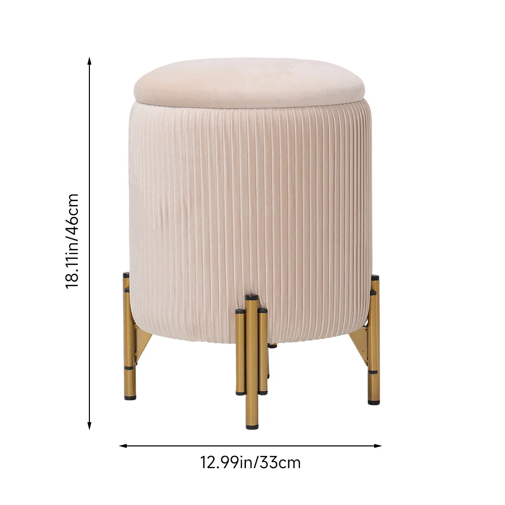 Livingandhome Modern Pleated Storage Ottoman with Metal Base - Image 6
