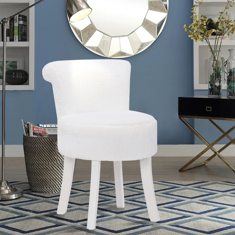 Livingandhome Modern Plush Upholstered Dressing Table Chair With White Legs