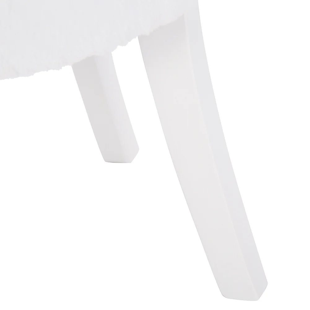 Livingandhome Modern Plush Upholstered Dressing Table Chair With White Legs - Image 3