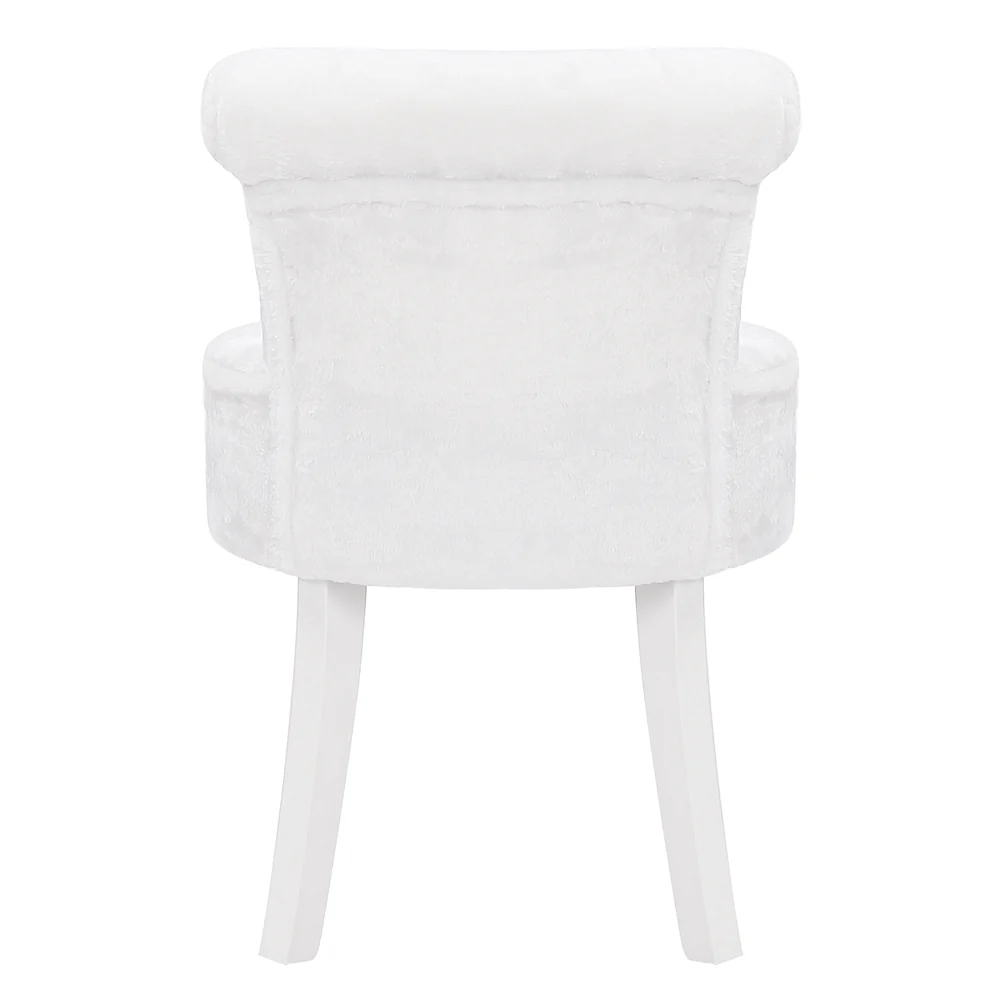 Livingandhome Modern Plush Upholstered Dressing Table Chair With White Legs - Image 4