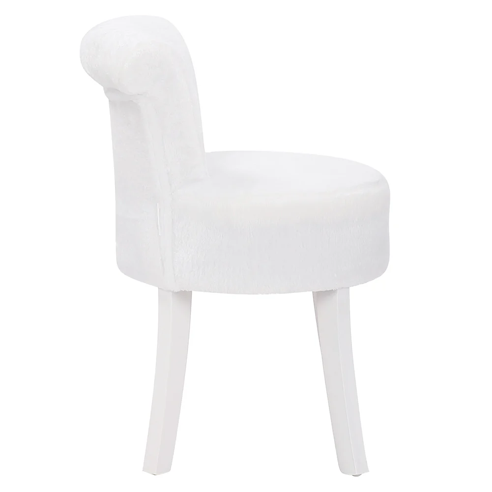 Livingandhome Modern Plush Upholstered Dressing Table Chair With White Legs - Image 5