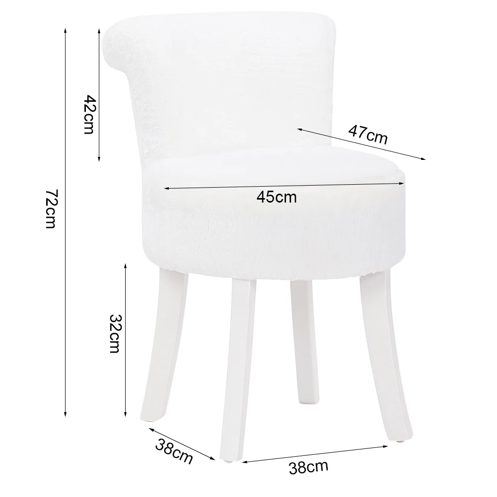 Livingandhome Modern Plush Upholstered Dressing Table Chair With White Legs - Image 6